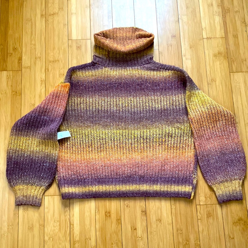 Watercolor cropped turtleneck sweater